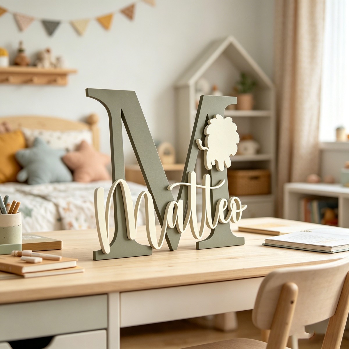 1Pc Custom Lion Name & Initial - Baby Nursery Kids review and price
