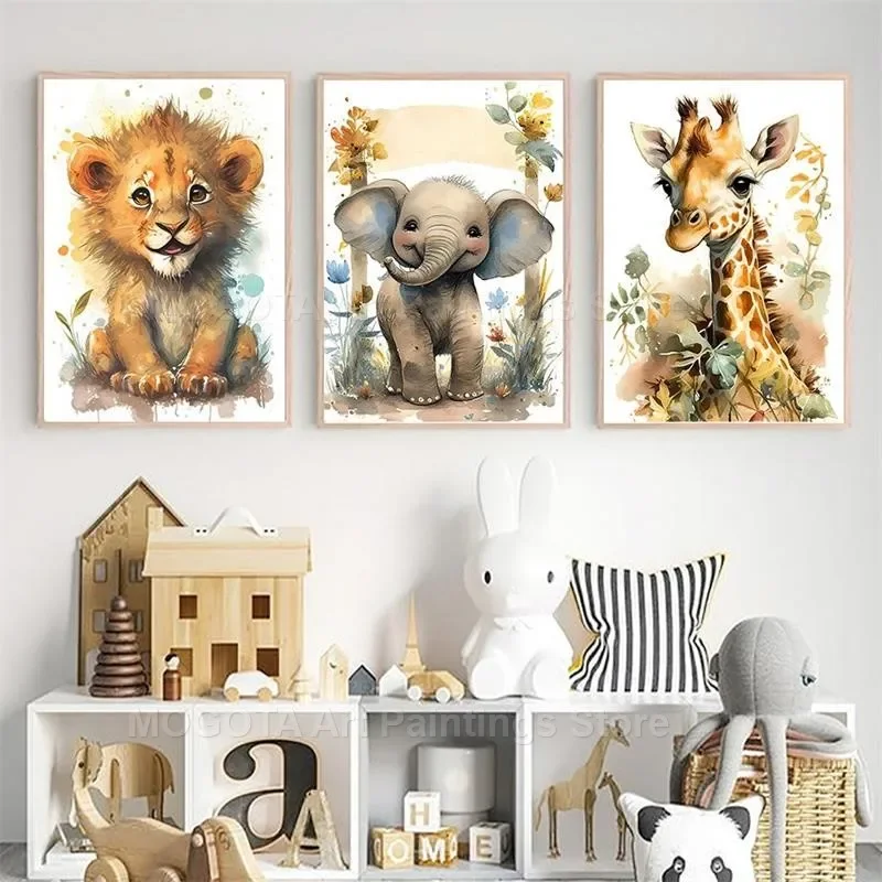 Watercolor Lion Giraffe Tiger  - Baby Nursery Kids review and price
