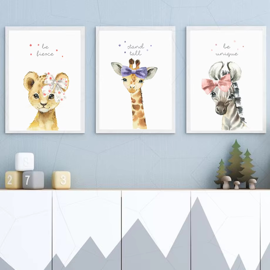 Lion Zebra Giraffe Elephant Hi - Baby Nursery Animal Pictures review and price