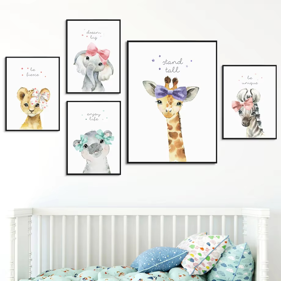 Lion Zebra Giraffe Elephant Hi - Baby Nursery Animal Pictures review and price