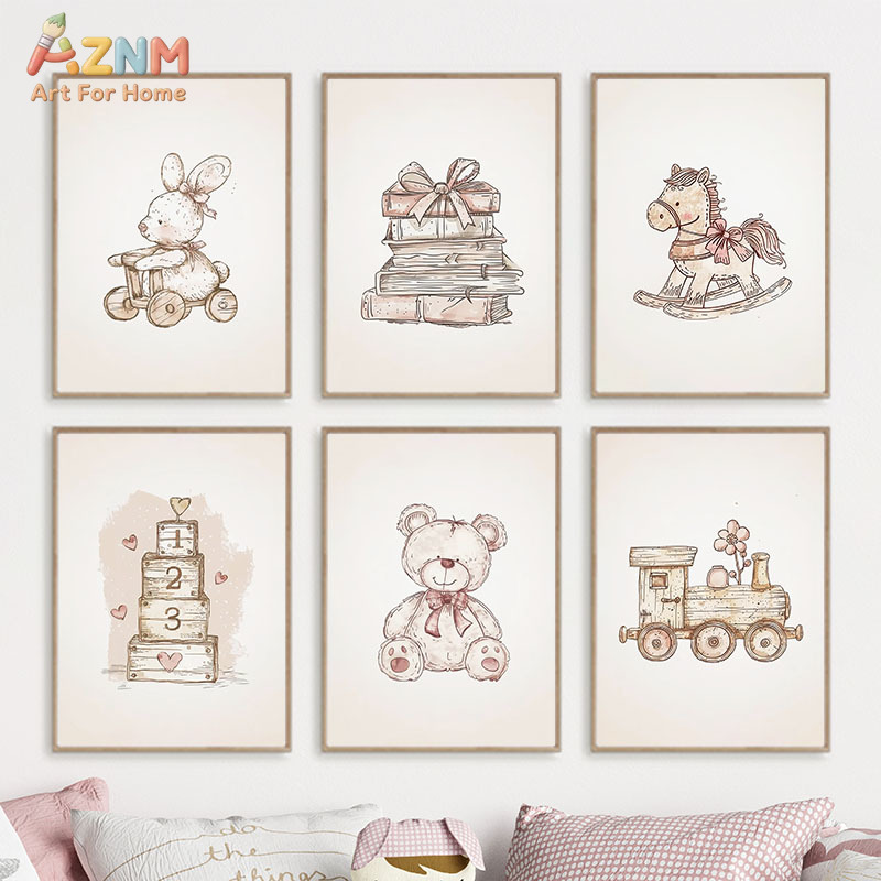 AZNM Vintage Baby Toy Canvas W - Baby Nursery Vintage Decor review and price