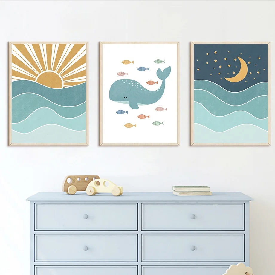 1pc frameless Fish Whale Seagu - Baby Nursery Quotes review and price