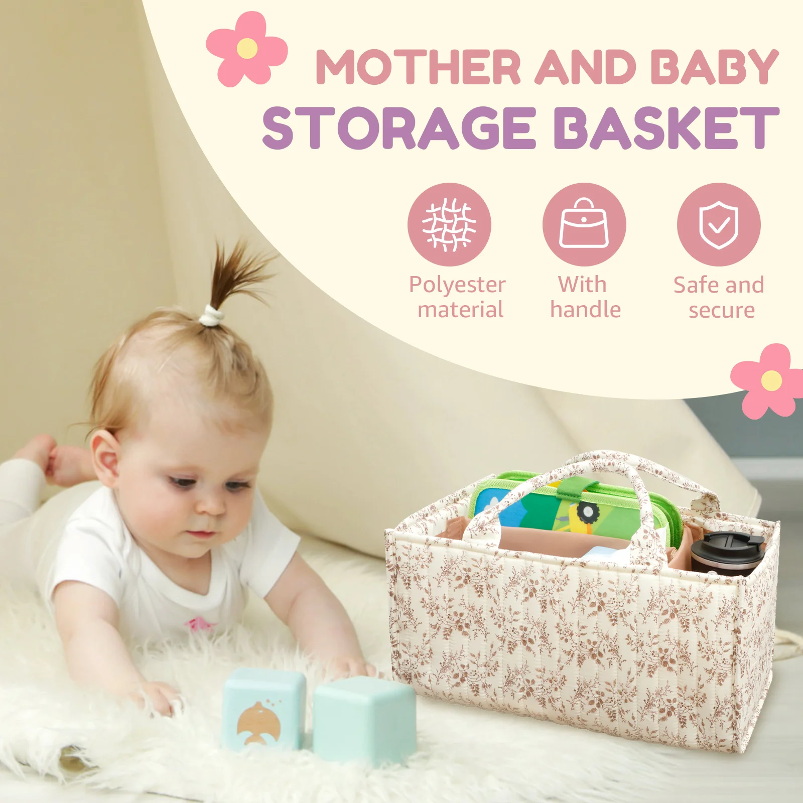 Floral Diaper Caddy Organizer  - Baby Nursery Organization Ideas review and price