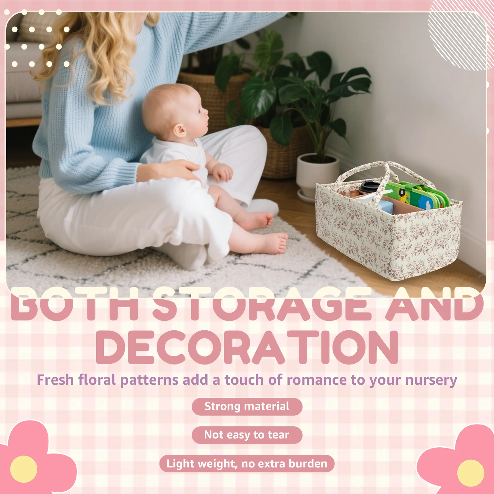 Floral Diaper Caddy Organizer  - Baby Nursery Organization Ideas review and price