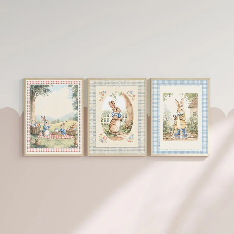 Vintage Boho Blue Plaid Rabbit - Baby Nursery Vintage Decor review and price