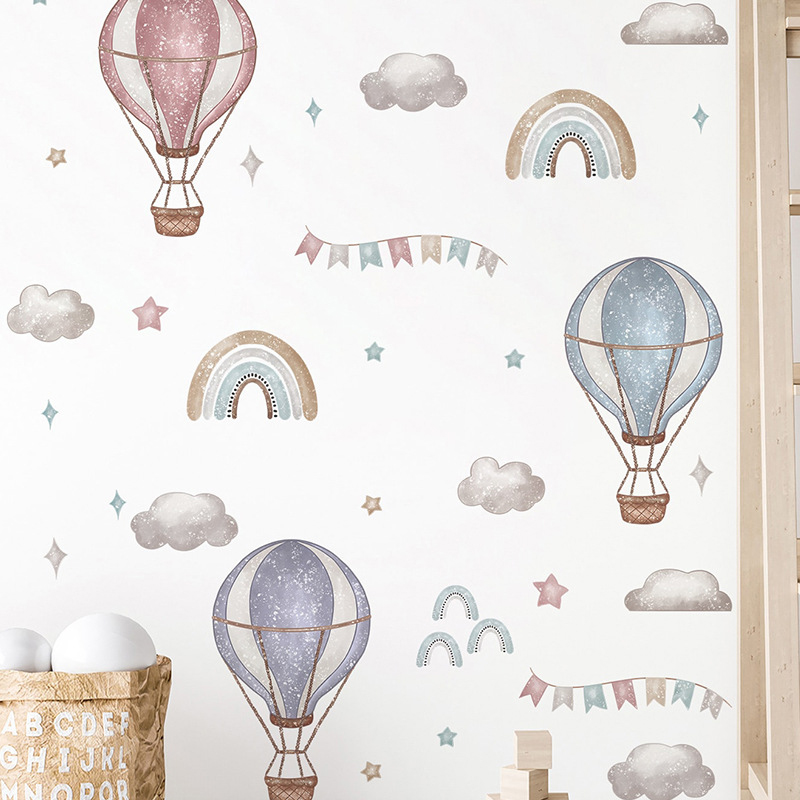 `Boho Hot Air Balloon Rainbow  - Baby Nursery Bunting review and price