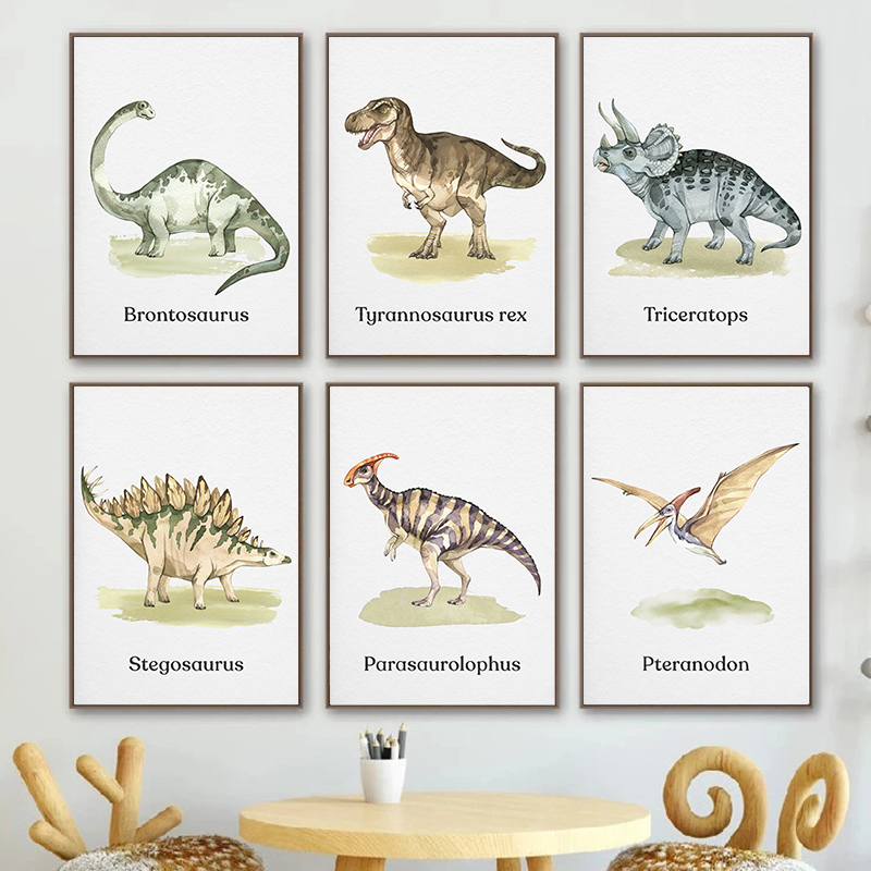 Watercolor Dinosaur Poster Nur - Baby Nursery Animal Pictures review and price