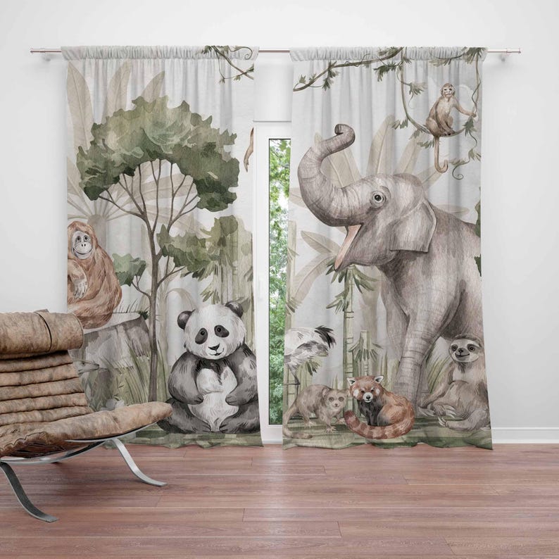 Safari Animals Curtains Kids B - Baby Nursery Blackout Curtains review and price
