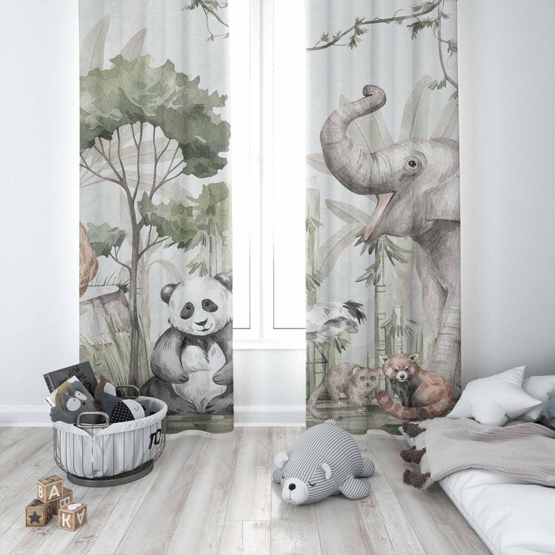 Safari Animals Curtains Kids B - Baby Nursery Blackout Curtains review and price